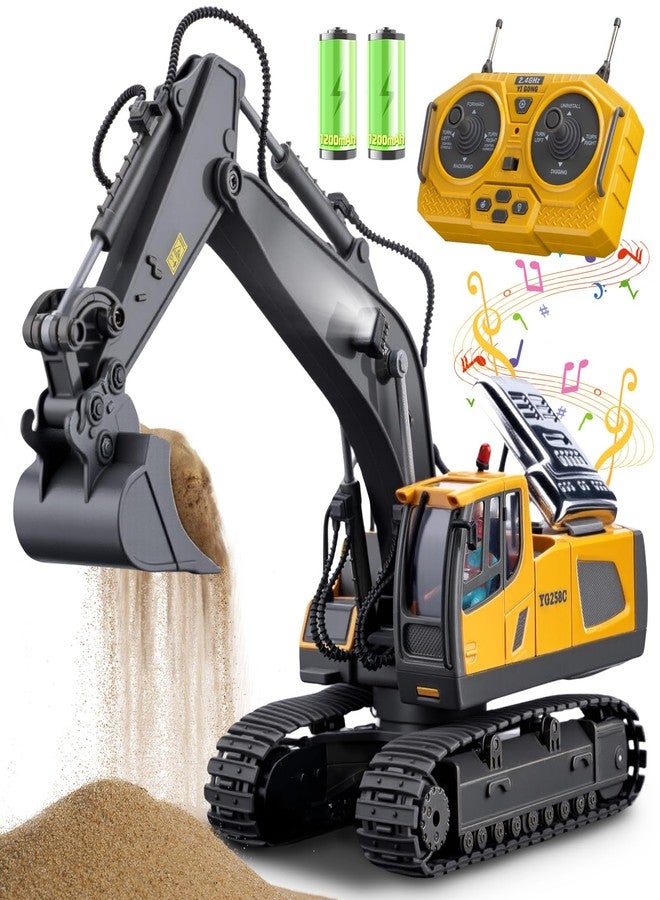 Samtop Remote Control Excavator Toys, 11 Channel 1:20 RC Construction Vehicles, 680° Rotation Hydraulic Car Toys for 6 7 8 9 10 11 12 Year Old Boys Kids, RC Truck Digger Toys Christmas Birthday Gifts - Image 1